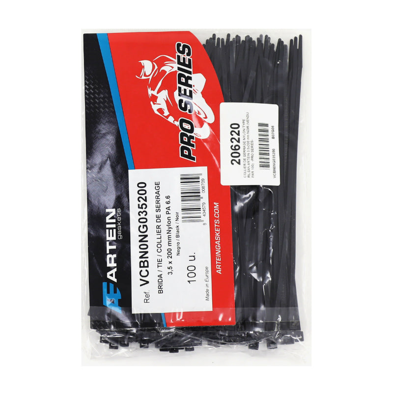 Collier De Serrage Nylon Type Rilsan Artein 3,5X200 mm Noir (Vendu Par 100) -Pro Series-