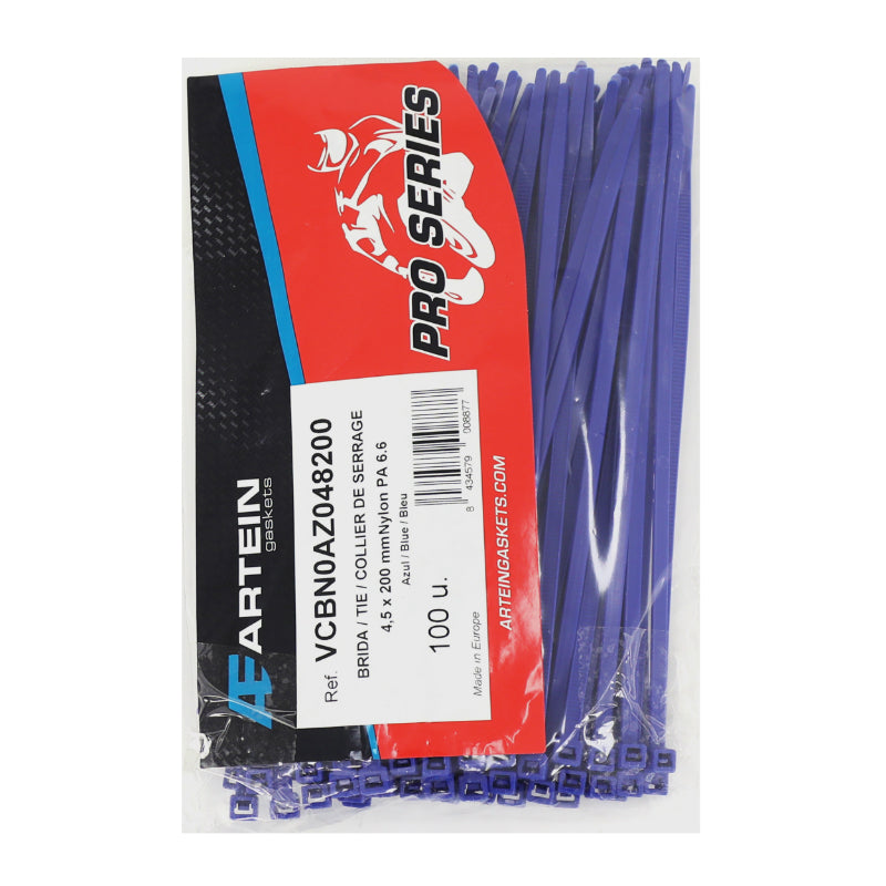 Collier De Serrage Nylon Type Rilsan Artein 4,5X200 mm Bleu (Vendu Par 100) -Pro Series-