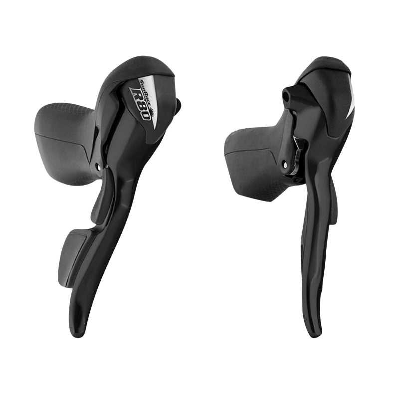 Levier-Manette Route Patin Sunrace 8V. Double Alu Noir Compatible Shimano (Paire)