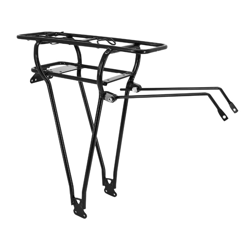 Porte Bagage Vélo Arrière A Tringles Double Avec Support Batterie Ansmann Alu Noir 28" Poids Max 25 Kg