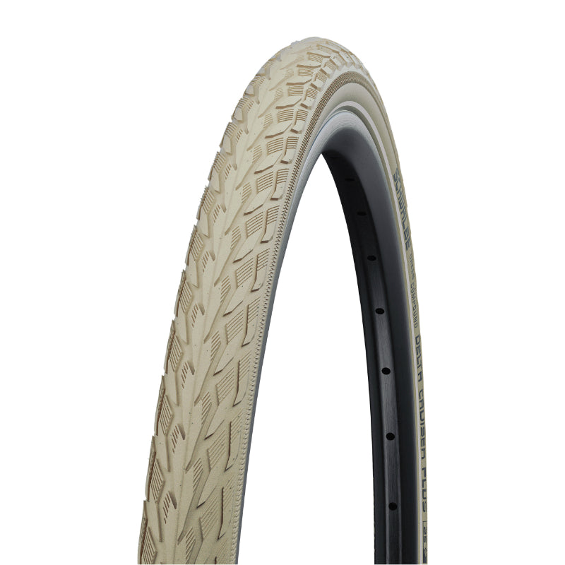 Pneu VTC Urbain 700 X 35 Schwalbe Delta Cruiser Plus Creme Tr (37-622) Renfort Green Guard Flanc Reflex
