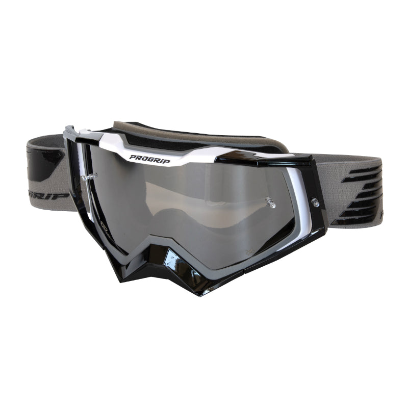 Masque-Lunettes Cross Progrip 3309 Fl Rapid Multilayered Gris-Noir-Blanc Ecran Miroir Fume Anti-Rayures-Anti U.V.-Anti-B