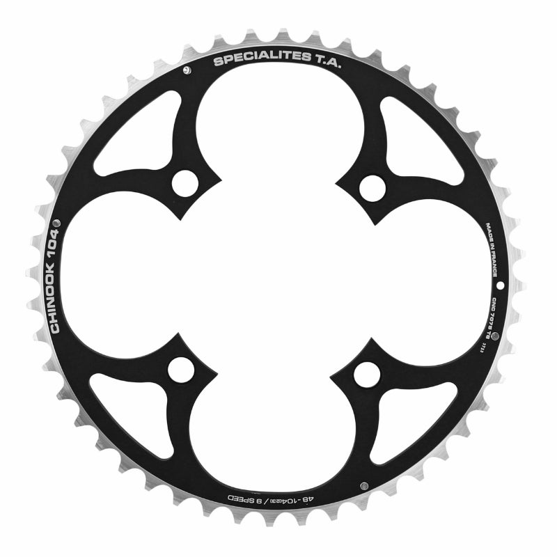 Plateau VTT 4 branches Ã˜ 104 Ta Chinook Triple 48 dents Extérieur Noir Alu Pour Shimano - Sram - Race Face - Fsa 8-9V.