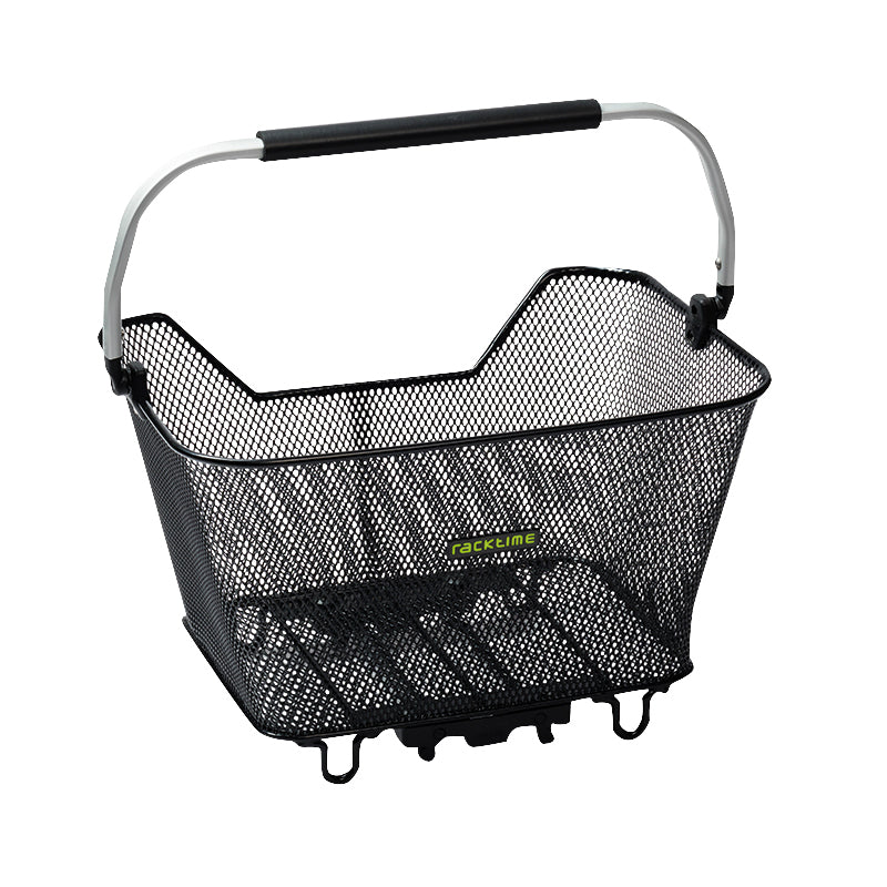 Panier Arrière Fil Acier Racktime Bask It 23L Deluxe Noir Avec Anse Sur Porte Bagage (45X30X33 cm) - Compatible Systeme 
