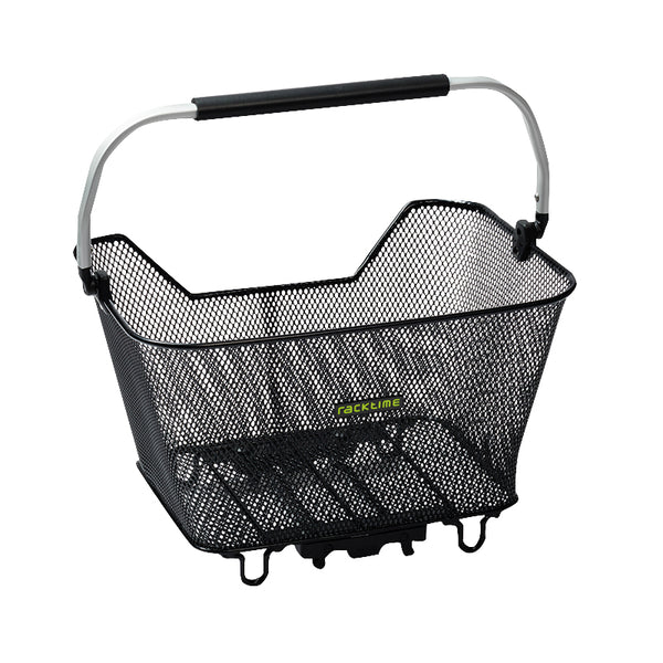 Panier Arrière Fil Acier Racktime Bask It 23L Deluxe Noir Avec Anse Sur Porte Bagage (45X30X33 cm) - Compatible Systeme 
