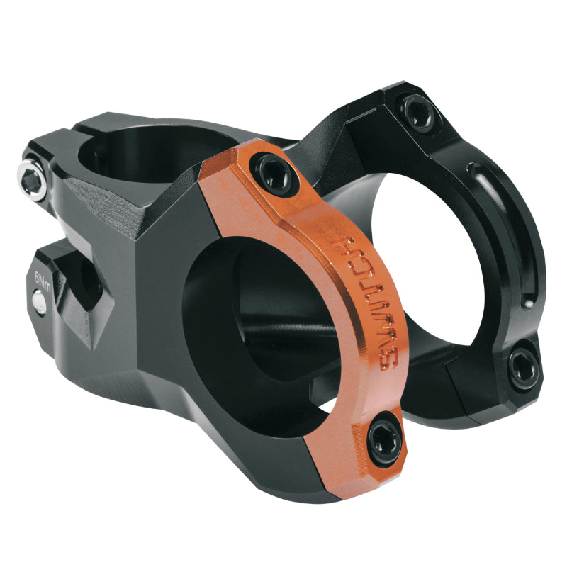Potence VTT Switch Rocker Alu Cnc Noir-Orange Cintre 35 mm Dh L 45 mm