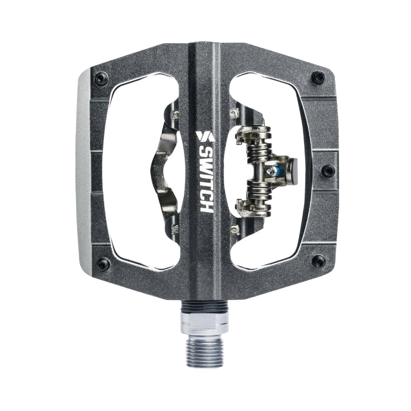 Pédale Gravel - VTT Plate Switch Automatique Ou Standard Alu Cnc Gris 90 X 90 mm (Compatible Shimano SPD) (Paire)