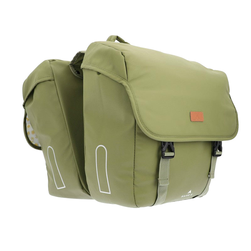 Sacoche Arrière Vélo Double Hapo.G 2X13,5L Kaki (35X34X13 cm) - Fixation Sangles Reglables Et Velcros Sur Porte Bagage