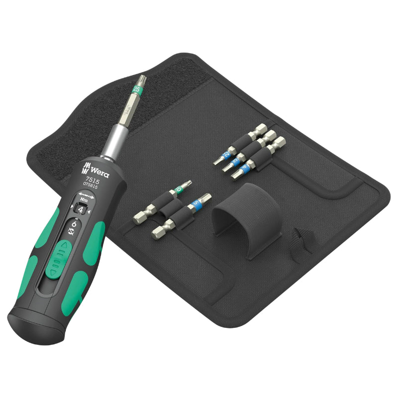 Tournevis Dynamometrique Wera 7515-7 Kraftform Safe Torque Speed Bicycle 1-4 Serrage De 2 A 6 Nm Noir-Vert (Set 7 Pieces