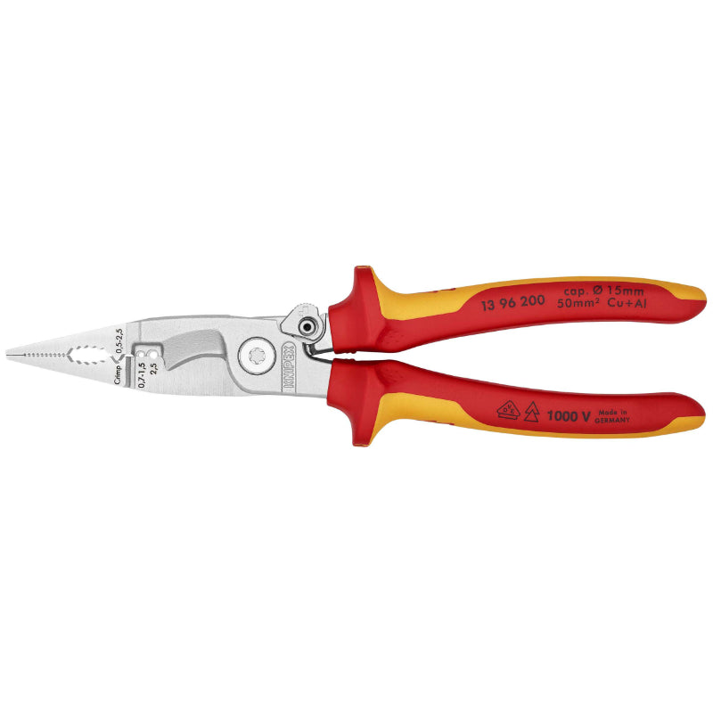 Pince Multifonction Pro Knipex Compact Chrome Pour Installation Électrique Poignée Isolee Certifiees Vde (6 Fonctions) (