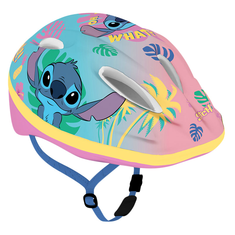 Casque Vélo Enfant Disney Stitch Rose Avec Molette Réglage Taille 52-56 (Vendu Sur Carte)