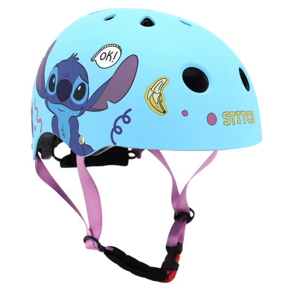 Casque Vélo Enfant Disney Stitch Bleu Avec Molette Réglage Taille 52-56 (Vendu Sur Carte)