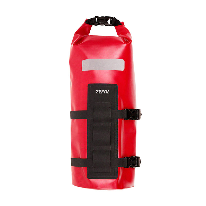 Sacoche De Fourche Vélo Zefal Z Adventure Dry Bag Rouge Étanche Fixation Sangles Auto-Agrippantes - Clips (Lg28.5 cm - 4