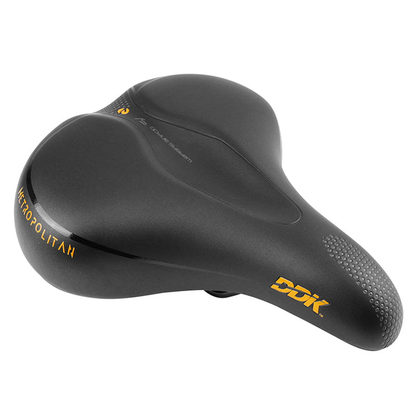 Selle City Newton Metropolitan Avec Elastomeres A Memoire De Forme Noir 258X217 mm Rail Acier - Poignée Prise En Main -S