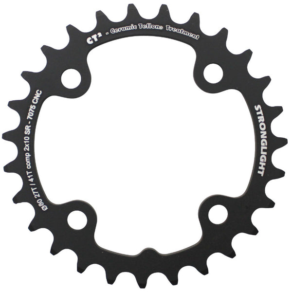 Plateau VTT 4 branches Ø 80 Pour Sram X0-Xx-X9-X7 Stronglight Double 27 dents Intérieur Noir Ct2 10V. - Épaisseur 3.5 mm