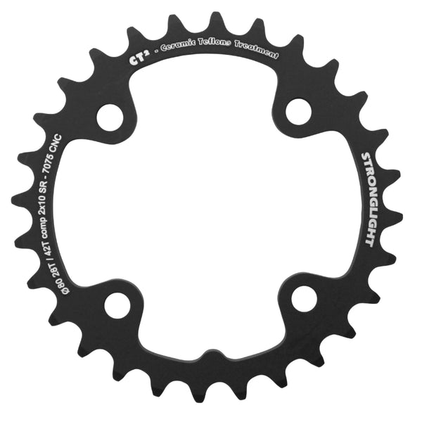 Plateau VTT 4 branches Ø 80 Pour Sram X0-Xx-X9-X7 Stronglight Double 28 dents Intérieur Noir Ct2 10V. - Épaisseur 3.5 mm