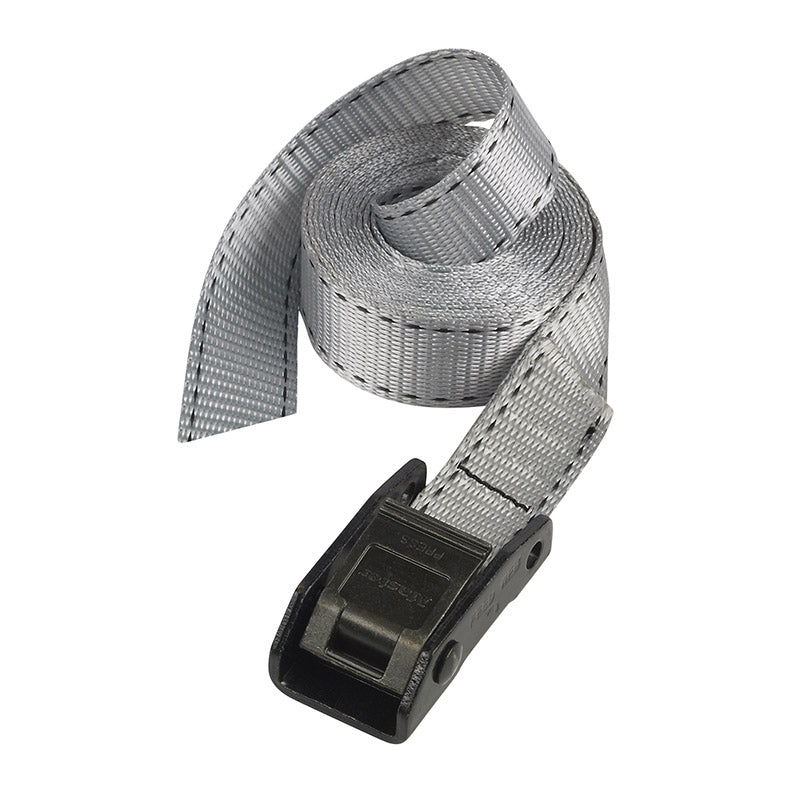 Sangle Bagagere Masterlock Largeur 25 mm Longueur 2,50M Gris Capacite D'Arrimage 150Kg (Vendu A La Paire) -Certification
