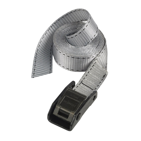 Sangle Bagagere Masterlock Largeur 25 mm Longueur 2,50M Gris Capacite D'Arrimage 150Kg (Vendu A La Paire) -Certification