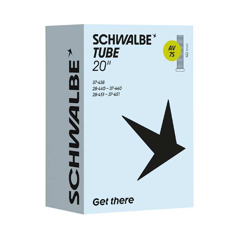 Chambre A Air Vélo 20 X 1 3-8 - 500 X 28A - Schwalbe Valve Standard Tout Alu (37-438 À 37-451) (Av7A)