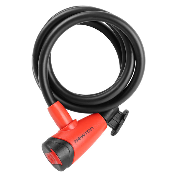 Antivol Vélo Spiral A Clé Newton Diam 10 mm Long 1,50 M Noir-Rouge (Avec Support + 2 Clés) -Niveau Sécurité 4-