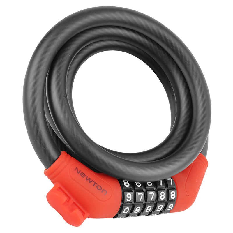 Antivol Vélo Spiral A Combinaison - Code Newton Diam 12 mm Long 1,50 M Noir-Rouge (Avec Support) -Niveau Sécurité 3-