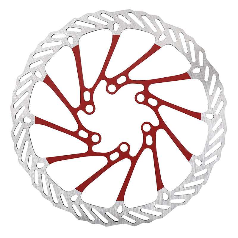 Disque De Frein Trottinette 6 Trous Diam 160 mm Argent-Rouge (Waves)