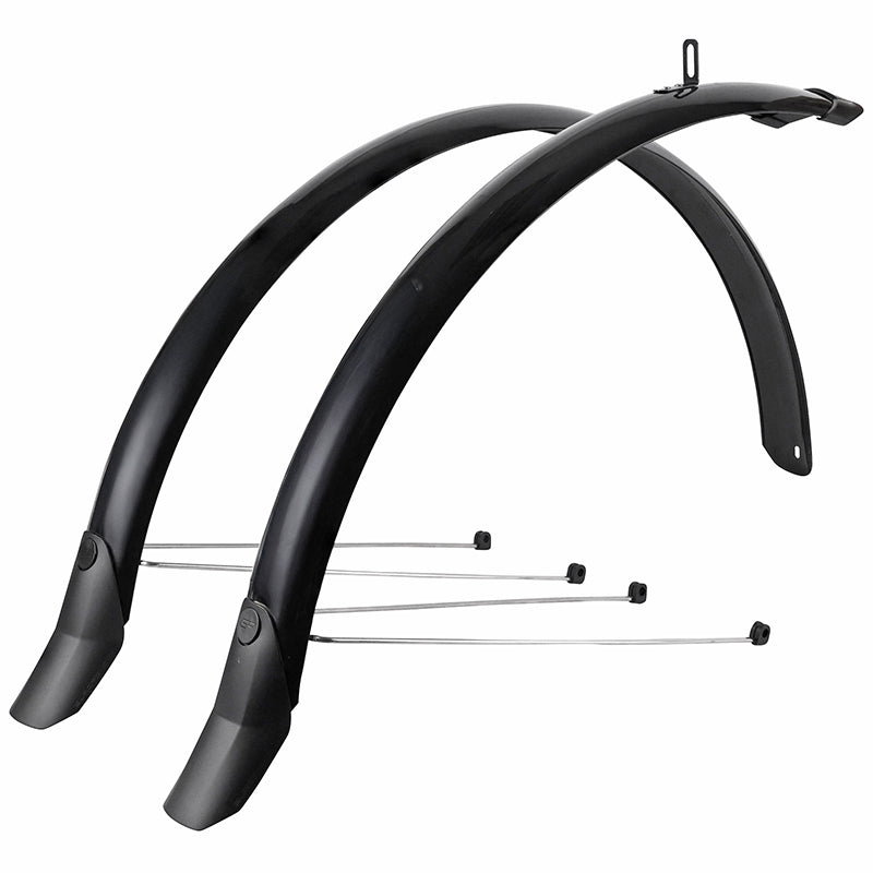 Garde Boue City-VTC Tringles 28'' Eurofender Lampo 58 mm Noir (Paire) Avec Fixation Classic Tringles Argent