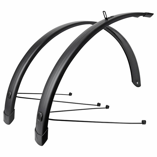 Garde Boue City-VTC Tringles 28'' Eurofender Tempo Square 58 mm Noir Mat (Paire) Avec Fixation Doubles Tringles Amovible