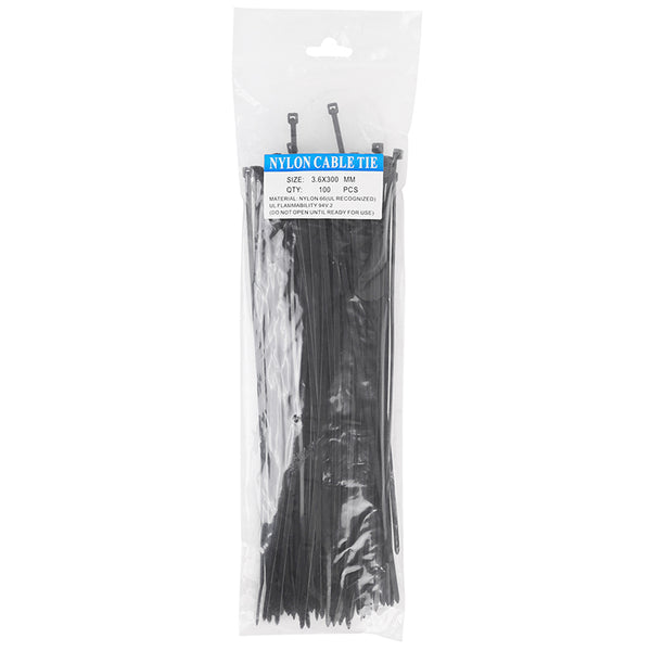 Collier De Serrage Nylon Type Rilsan 3,6 X 300 mm Noir (Par 100)