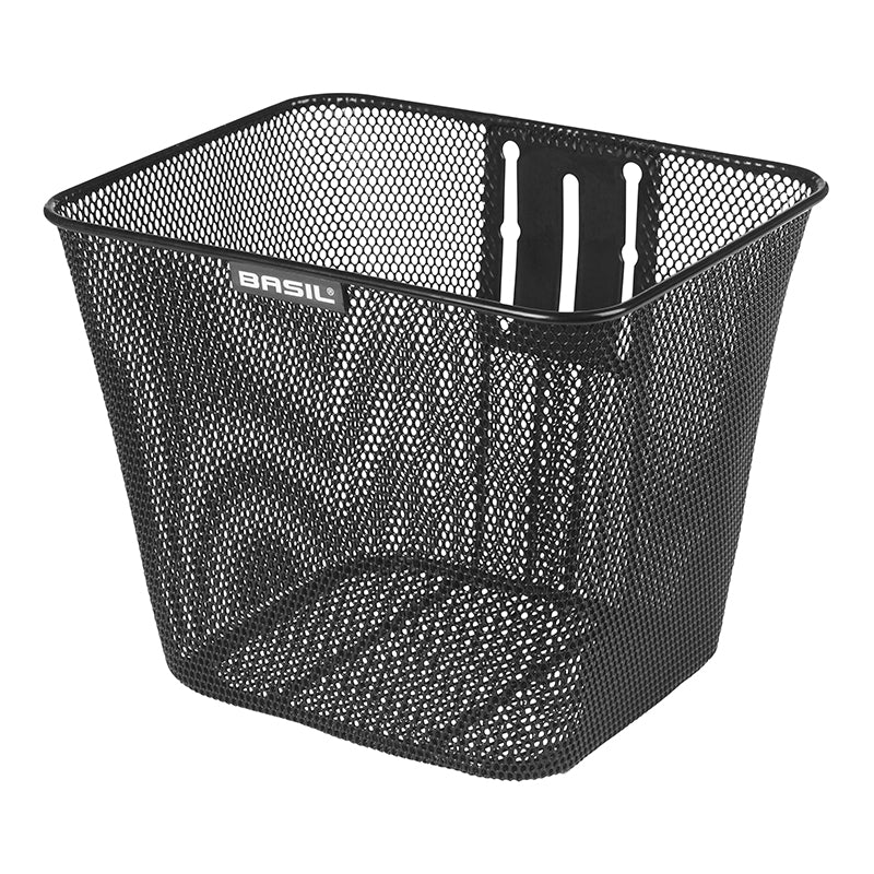 Panier Avant Acier Nid Abeille Basil Bilbao Noir (22X26X27 cm) -Vendu Avec Fixation Potence Plongeur