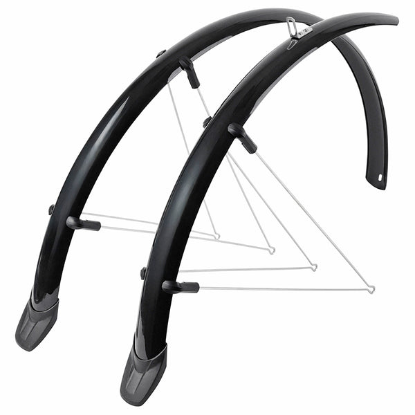 Garde Boue City-VTC Tringles 28'' Eurofender Rapido 46 mm Noir (Paire) Avec Fixation Rapido