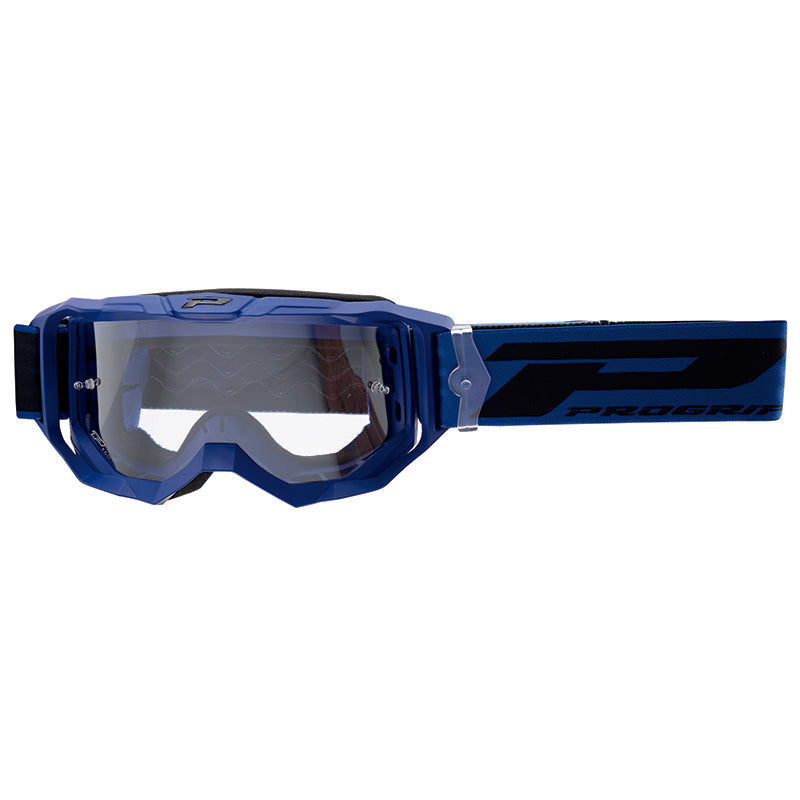 Masque-Lunettes Cross Progrip 3300 Tr Vision Go Bleu Mat Ecran Transparent Anti-Rayures-Anti U.V.-Anti-Buee (Homologué C