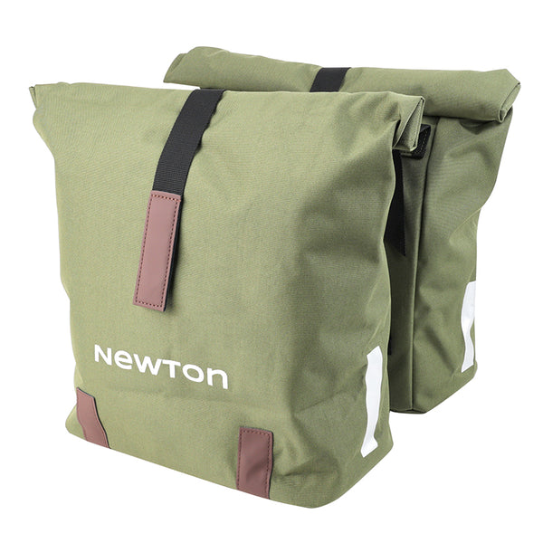 Sacoche Arrière Vélo Double Newton Vert 22L Fixation Sangles Sur Porte Bagage (35X12X27 cm) Fermeture Pliant Anti-Pluie