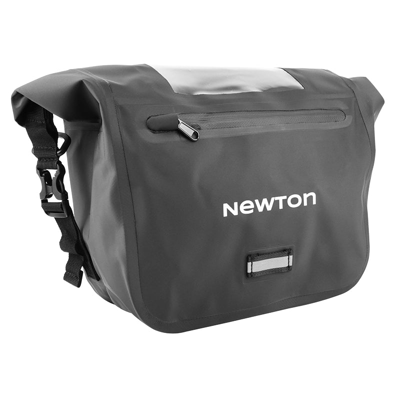 Sacoche De Cintre-Guidon Vélo Newton 7.6L Noir Fixation Clip (28X13X21 cm) Avec Porte Carte