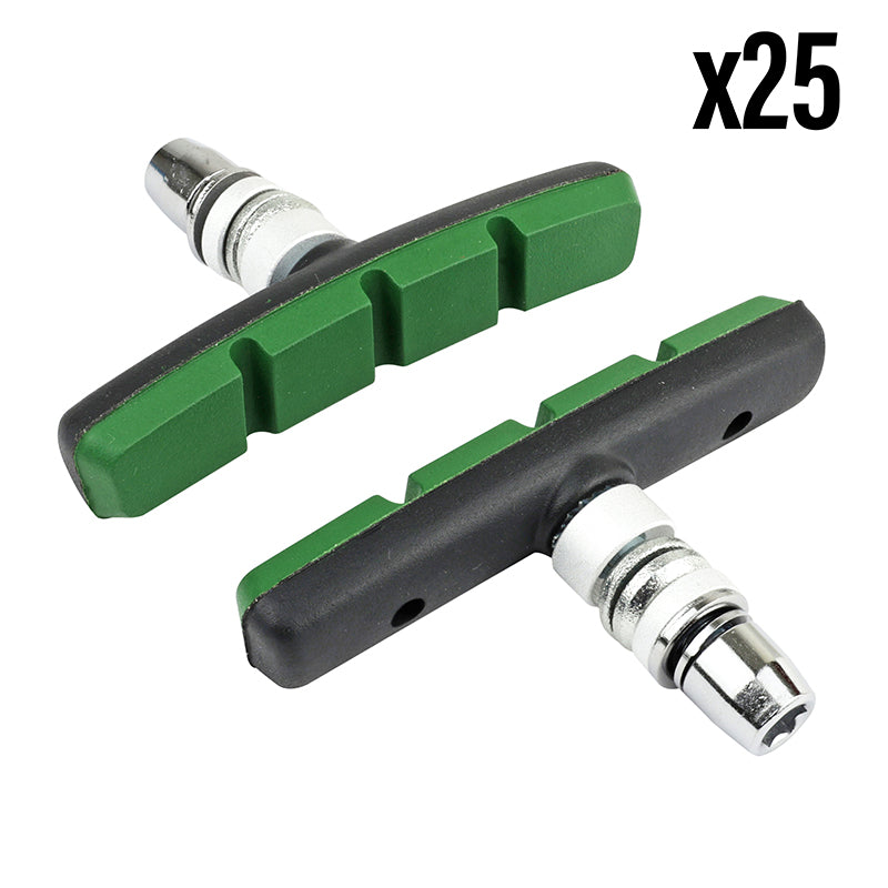 Porte Patin Frein Pour VAE-E-Bike V-Brake A Vis Deporte Marwi 75 mm Noir-Vert Kevlar (Coffret 25 Paires)