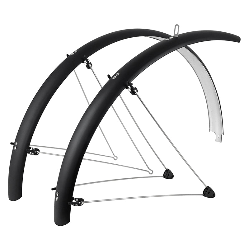 Garde Boue City-VTC Tringles 28'' Stronglight Tour 54 mm Noir Mat (Paire) Avec Fixation Classic Tringles INOX