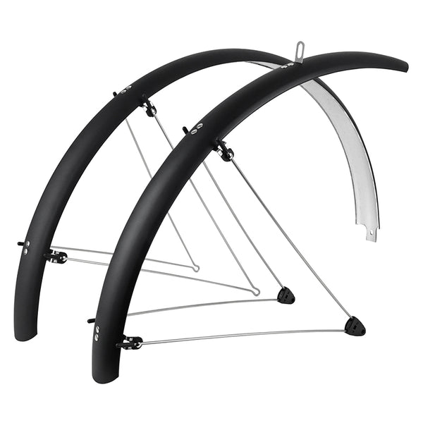 Garde Boue City-VTC Tringles 28'' Stronglight Tour 54 mm Noir Mat (Paire) Avec Fixation Classic Tringles INOX