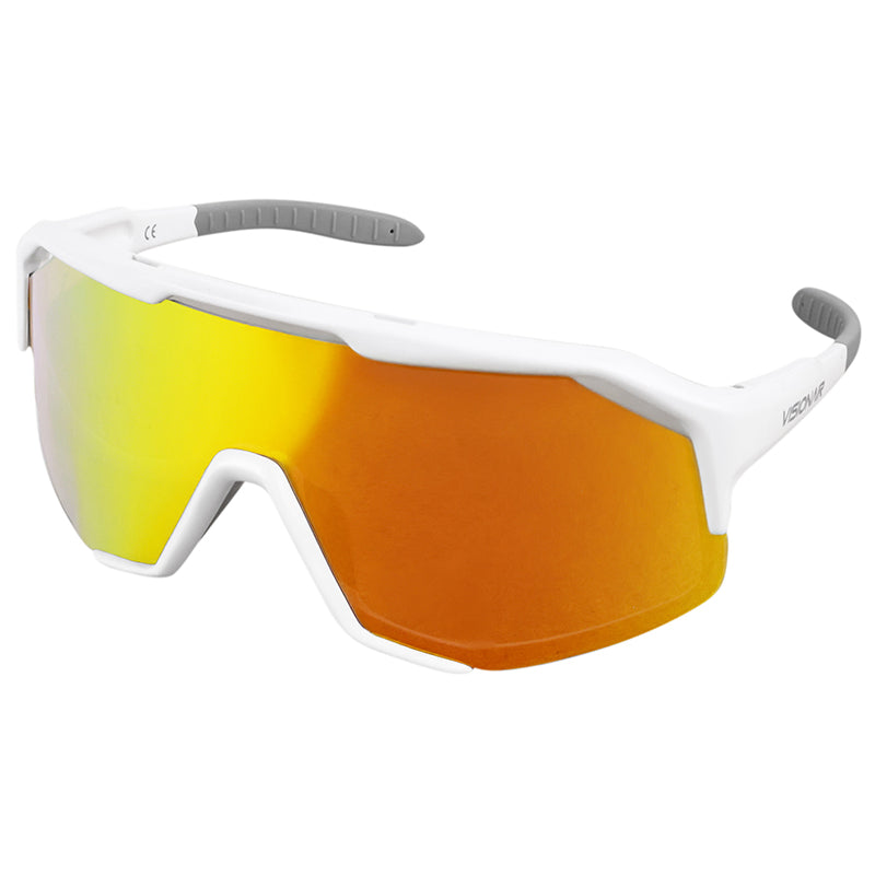 Lunettes Vélo Adulte Visionair Anti-Brouillard Monture Blanc (Verres Revo Red) - Indice 0 Ã€ 3