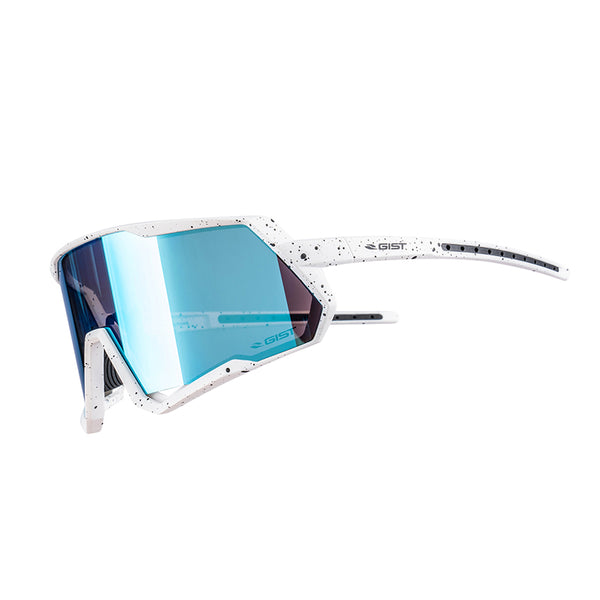 Lunettes Vélo Adulte Gist Mask Monture Blanc Verre Bleu Polycarbonate (Protection 100% Contre Uva, Uvb, Uv)