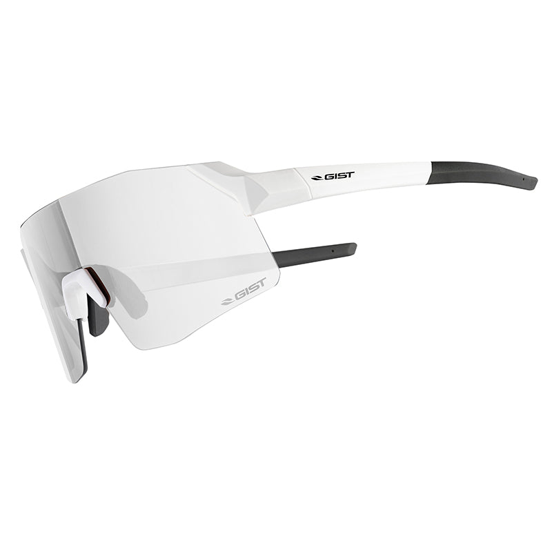 Lunettes Vélo Adulte Gist Rocket Monture Blanc Mat Verres Photochromiques Qui S'Adaptent Automatiquement A La Luminosite