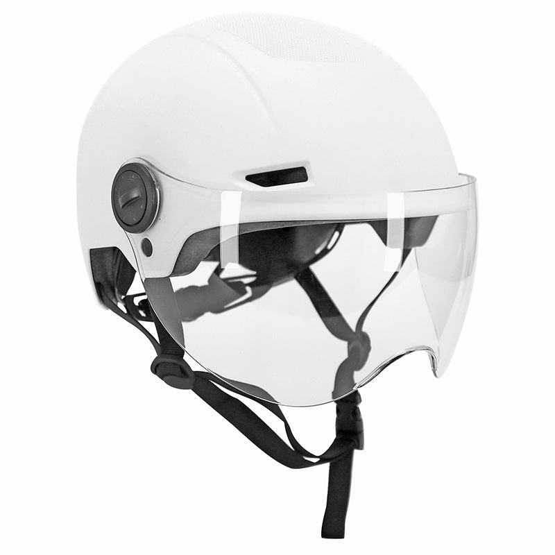 Casque Vélo Adulte Urbain Trendy Blanc Avec Visiere Et Molette De Réglage Taille 55-58 (Vendu A L'Unite)