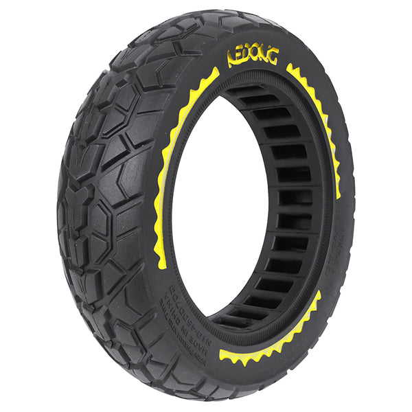 Pneu Trottinette Plein Cross 10 X 2.50-B44 Noir Liseret Jaune Ultraleger (Largeur Intérieur 46 mm)
