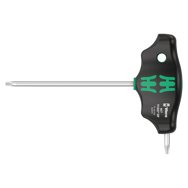 Clé Torx Manche En T Wera 467 Hf T15X100 mm Noir-Vert (Vendu A L'Unite) -Marque Allemande Pour Les Ateliers-