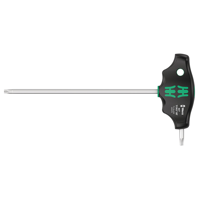 Clé Torx Manche En T Wera 467 Hf T30X200 mm Noir-Vert (Vendu A L'Unite) -Marque Allemande Pour Les Ateliers-