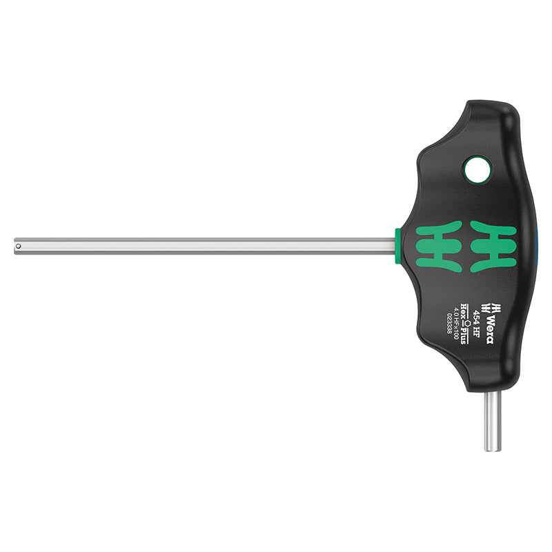 Clé Allen-6 Pans Manche En T Wera 454 Hex Plus 4X100 mm Noir-Vert (Vendu A L'Unite) -Marque Allemande Pour Les Ateliers-