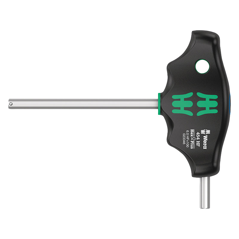 Clé Allen-6 Pans Manche En T Wera 454 Hex Plus 6X100 mm Noir-Vert (Vendu A L'Unite) -Marque Allemande Pour Les Ateliers-