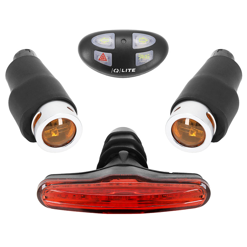 Éclairage Vélo Usb Kit Newton Clignotant Direction Route 80 Lumen Sur Cintre-Rail De Selle Noir (Commande Au Cintre A Pi