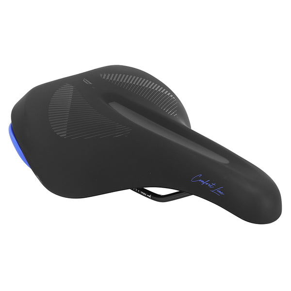 Selle Newton City Comfort Line Large Noir-Bleu 266X208 mm Rail Acier Noir