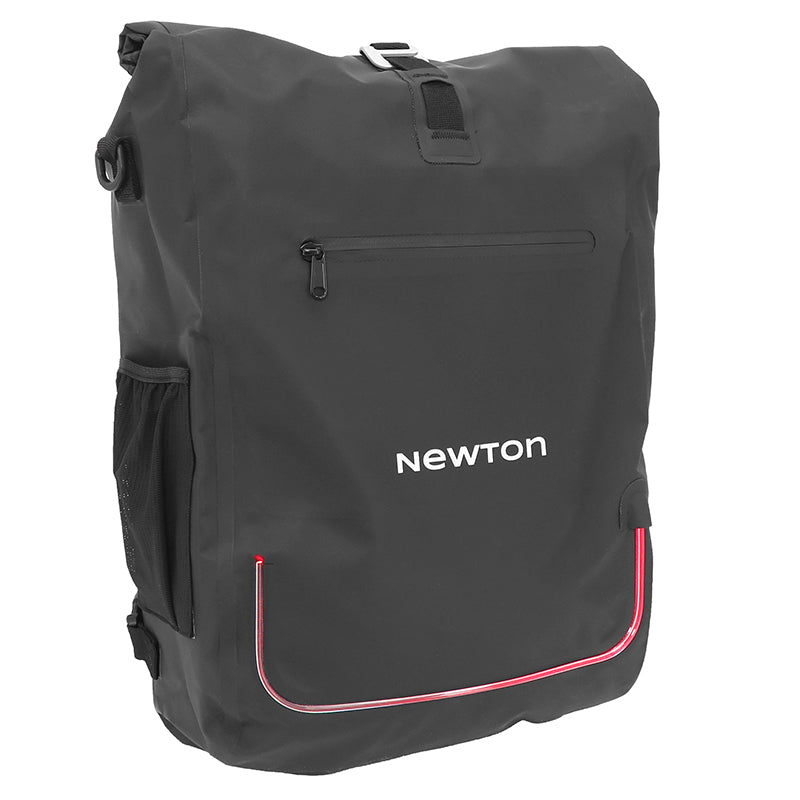 Sacoche Arrière Laterale Sac A Dos Vélo Newton A LED Rouge 22L Noir Pochette Zip Intérieure Amovible (Vendu A L'Unite) -