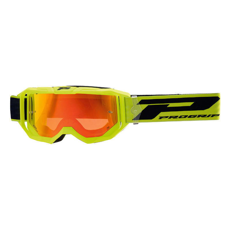 Masque-Lunettes Cross Progrip 3300 Fl Vision Go Multilayered Jaune Fluo Mat Ecran Miroir Rouge Anti-Rayures-Anti U.V.-An